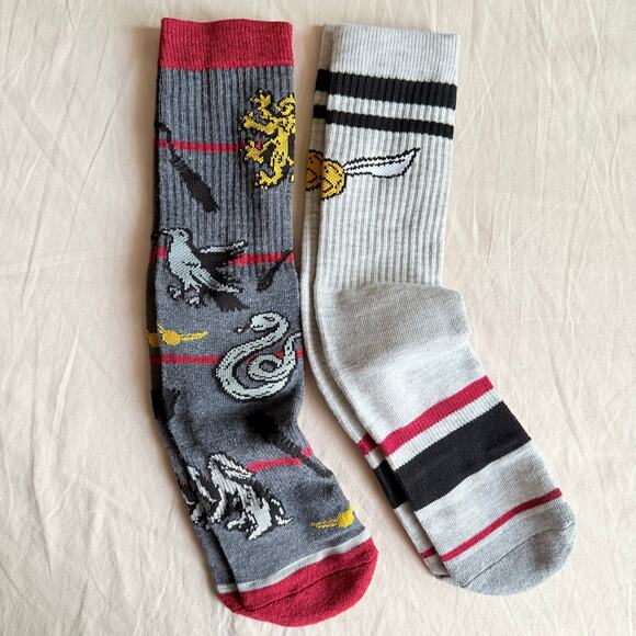 Harry Potter NWOT Two Pairs Socks Gray Black Red House Animal  Golden Snitch - Picture 1 of 10